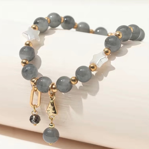 Grey Crystal Beaded Bracelet Pendant 7-9inc - Picture 2 of 3